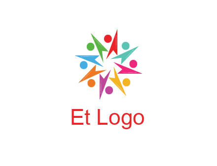 rotating colorful arrows with circles forming star