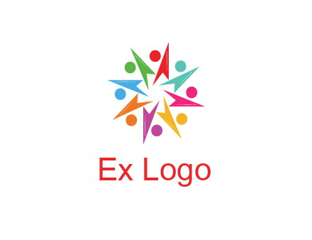 rotating colorful arrows with circles forming star