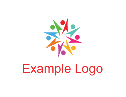 rotating colorful arrows with circles forming star