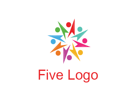 rotating colorful arrows with circles forming star
