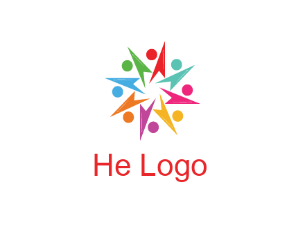 rotating colorful arrows with circles forming star