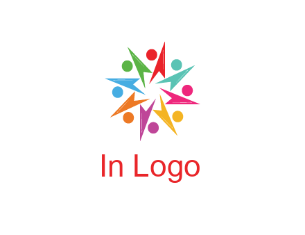 rotating colorful arrows with circles forming star