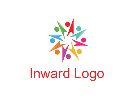 rotating colorful arrows with circles forming star