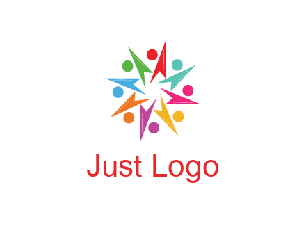 rotating colorful arrows with circles forming star
