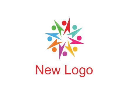 rotating colorful arrows with circles forming star