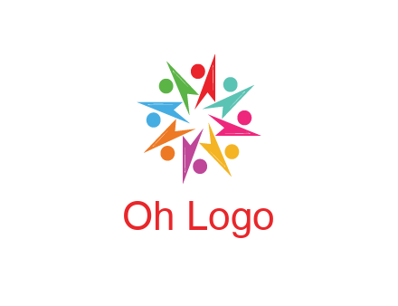 rotating colorful arrows with circles forming star