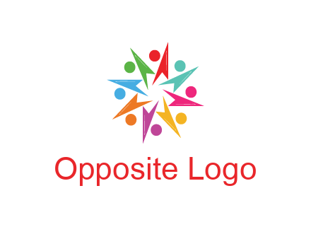 rotating colorful arrows with circles forming star