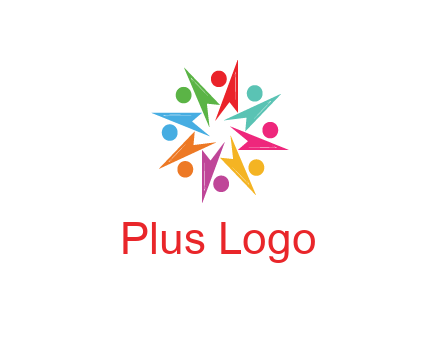 rotating colorful arrows with circles forming star