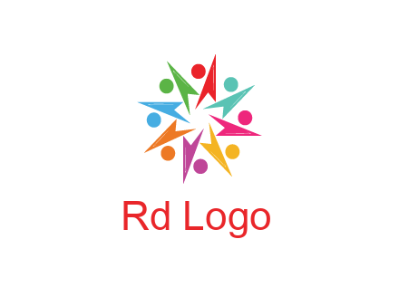 rotating colorful arrows with circles forming star