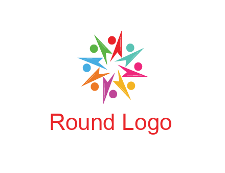 rotating colorful arrows with circles forming star