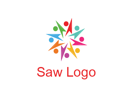 rotating colorful arrows with circles forming star