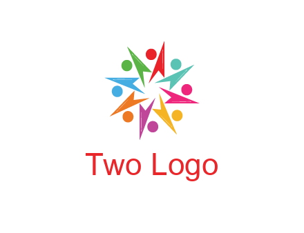 rotating colorful arrows with circles forming star