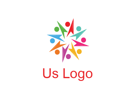 rotating colorful arrows with circles forming star