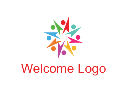 rotating colorful arrows with circles forming star