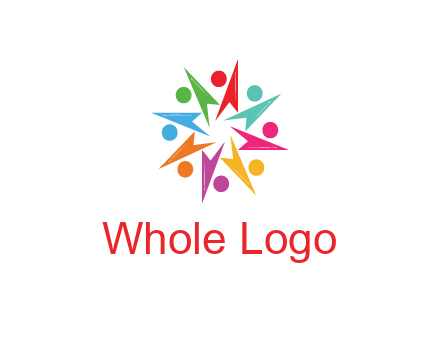 rotating colorful arrows with circles forming star