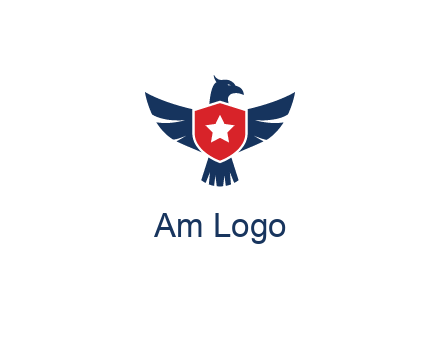 eagle behind shield with star