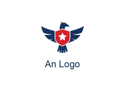 eagle behind shield with star