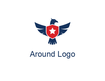 eagle behind shield with star