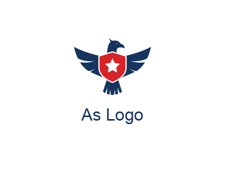 eagle behind shield with star