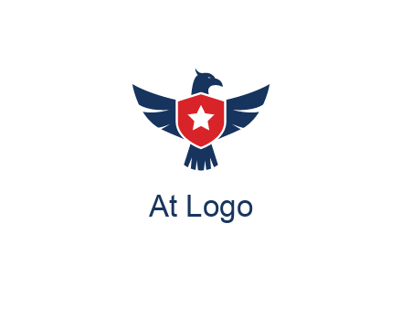 eagle behind shield with star