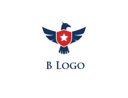 eagle behind shield with star
