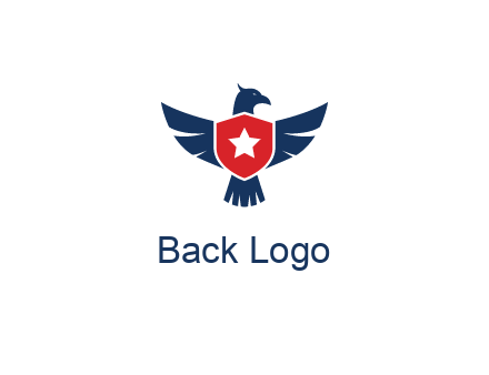 eagle behind shield with star