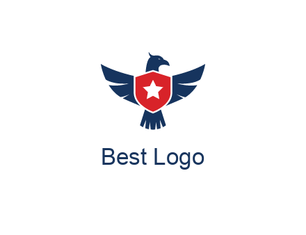 eagle behind shield with star