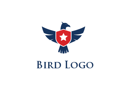 eagle behind shield with star