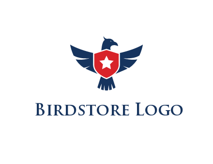 eagle behind shield with star