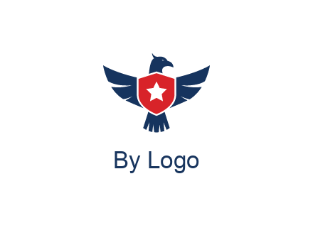 eagle behind shield with star