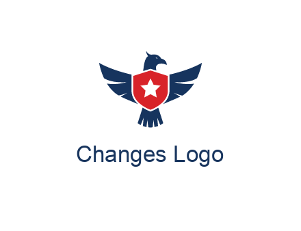 eagle behind shield with star