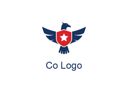 eagle behind shield with star