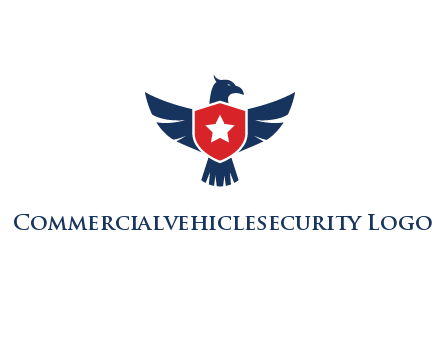 eagle behind shield with star