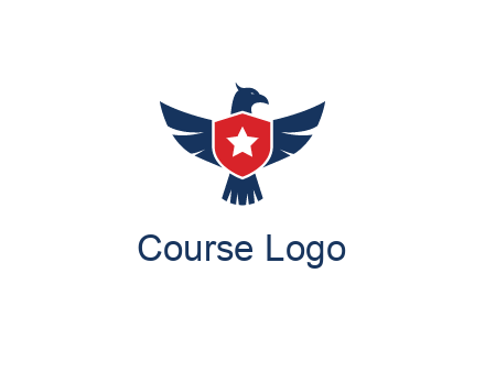 eagle behind shield with star