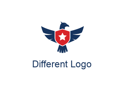 eagle behind shield with star
