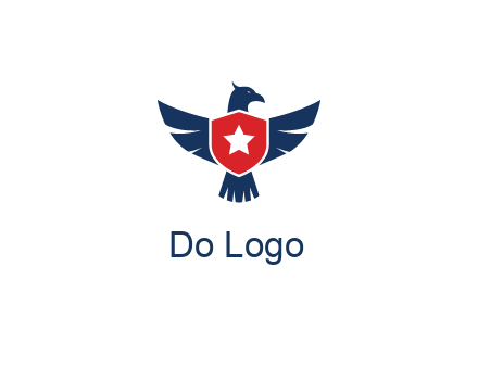 eagle behind shield with star