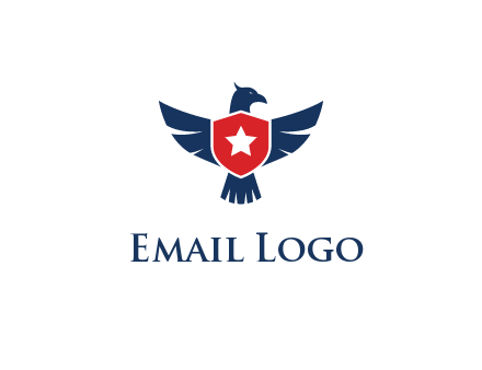 eagle behind shield with star