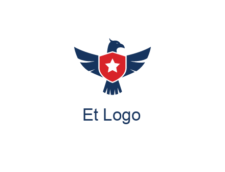 eagle behind shield with star