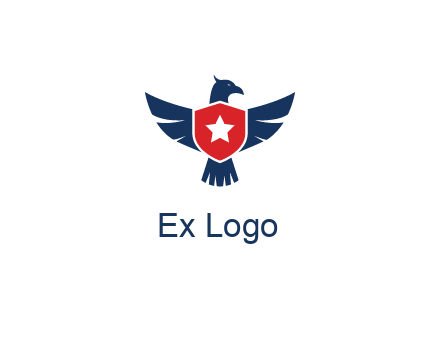 eagle behind shield with star