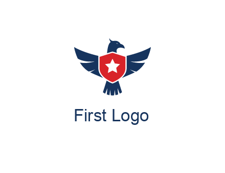 eagle behind shield with star