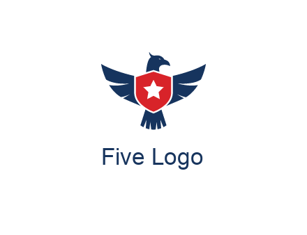eagle behind shield with star