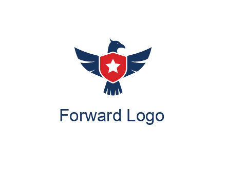 eagle behind shield with star