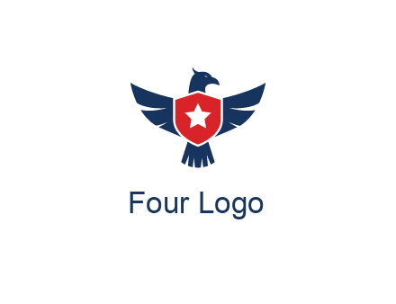 eagle behind shield with star
