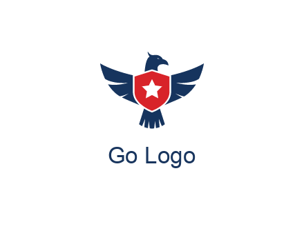eagle behind shield with star