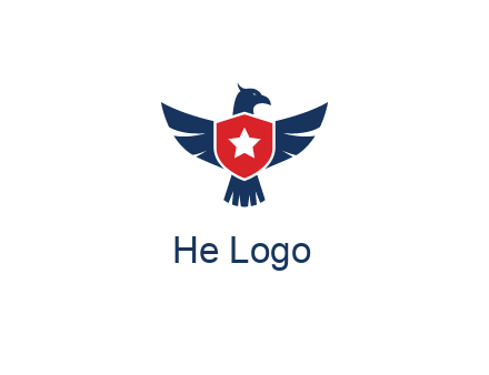 eagle behind shield with star