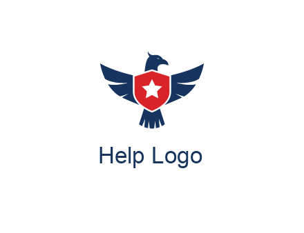 eagle behind shield with star