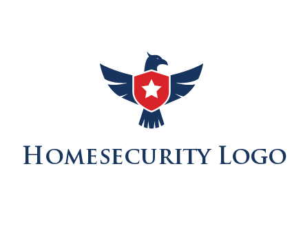 eagle behind shield with star