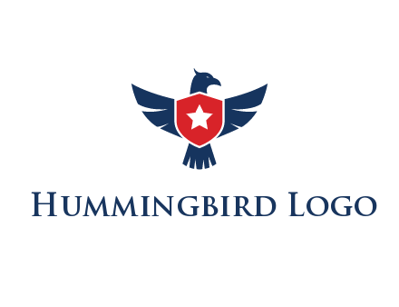 eagle behind shield with star