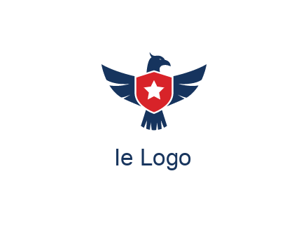 eagle behind shield with star