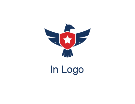 eagle behind shield with star